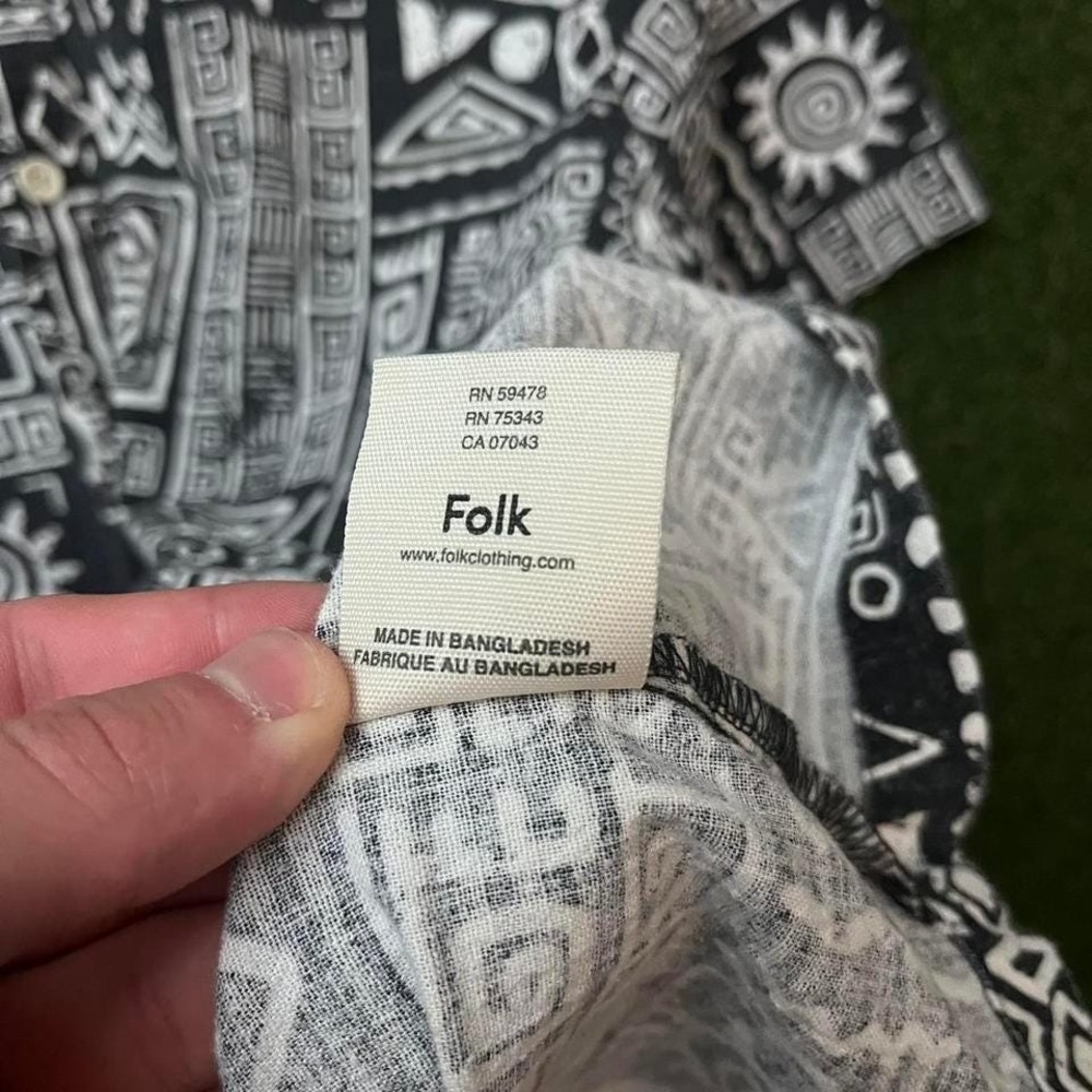Folk Machu Patterned Button Down Short Sleeve Shi… - image 4